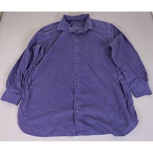 Rochester Non-Iron Button Down Shirt Men's 19 36/37T Tall Purple Egyptian Cotton
